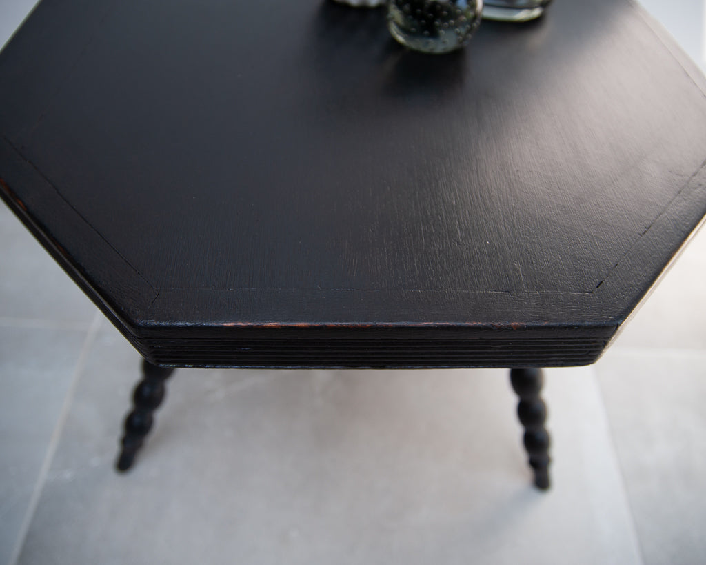 Ebonised Oak Bobbin Leg Side Table