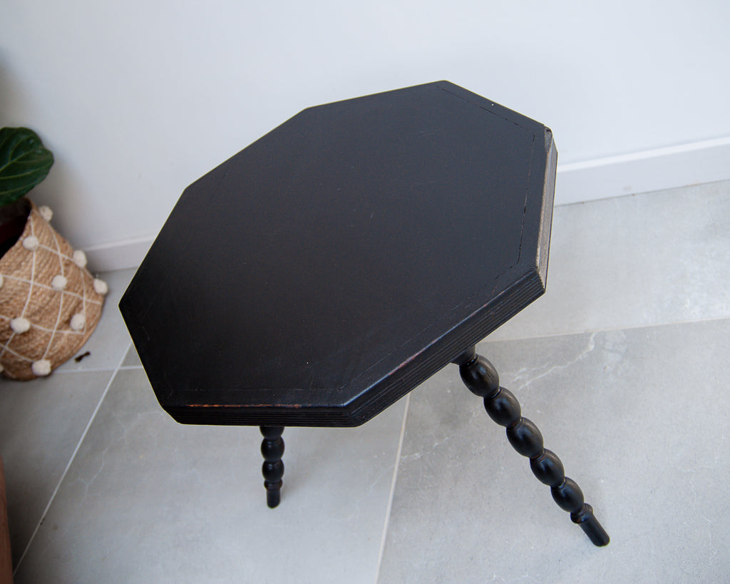 Ebonised Oak Bobbin Leg Side Table