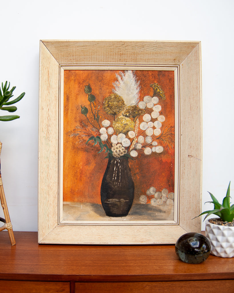 Vintage Still Life Framed Oil Painting