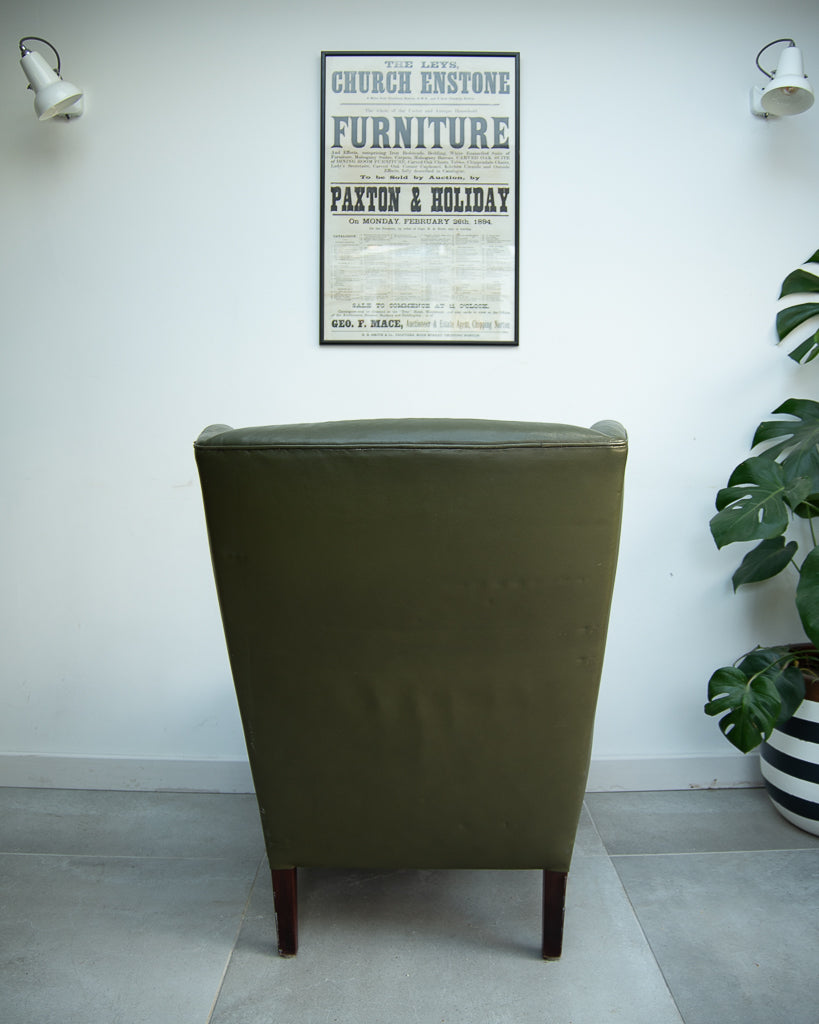 Mid Century Danish Leather Wingback Armchair