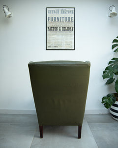 Mid Century Danish Leather Wingback Armchair