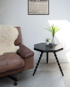 Ebonised Oak Bobbin Leg Side Table