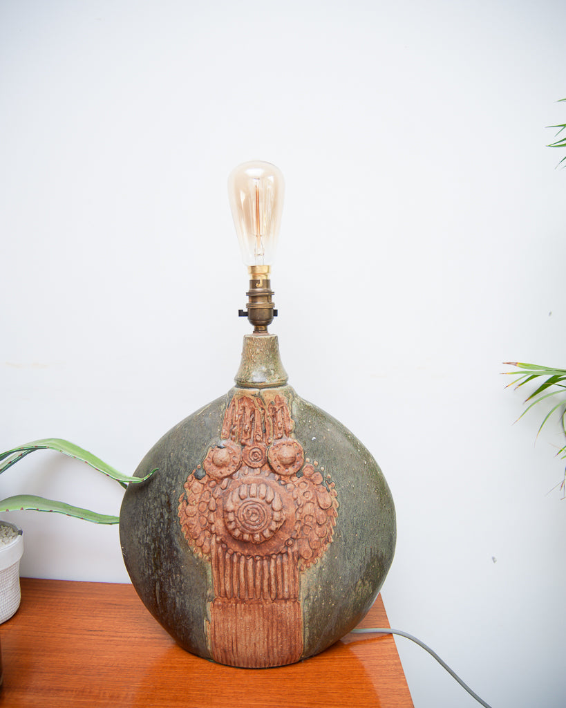 Vintage Studio Pottery Table Lamp & Shade