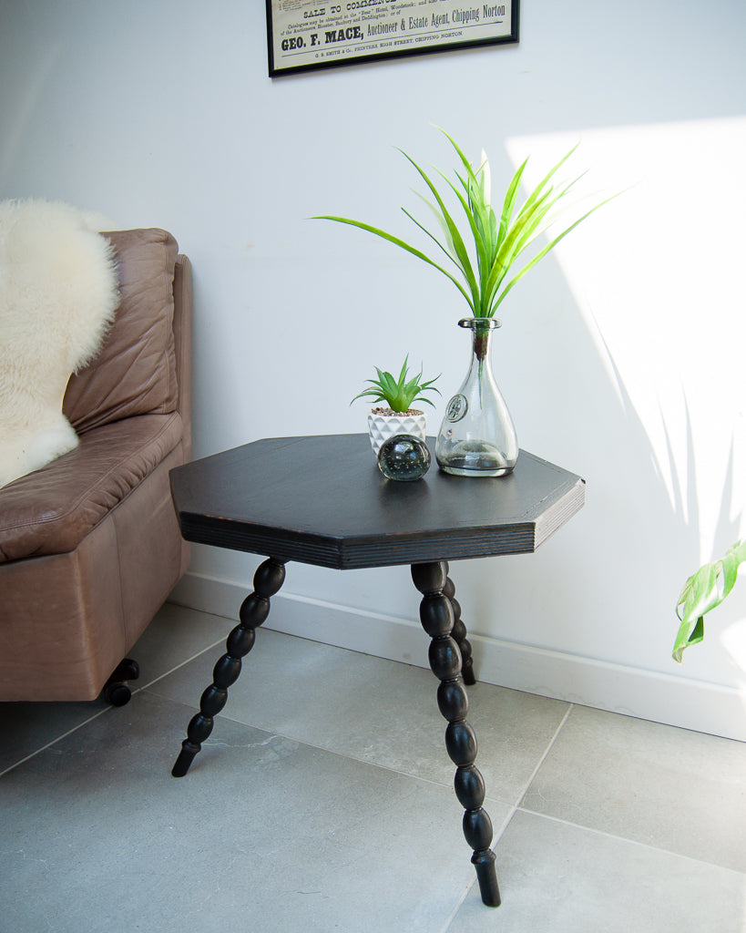 Ebonised Oak Bobbin Leg Side Table