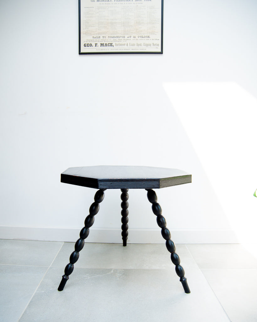 Ebonised Oak Bobbin Leg Side Table