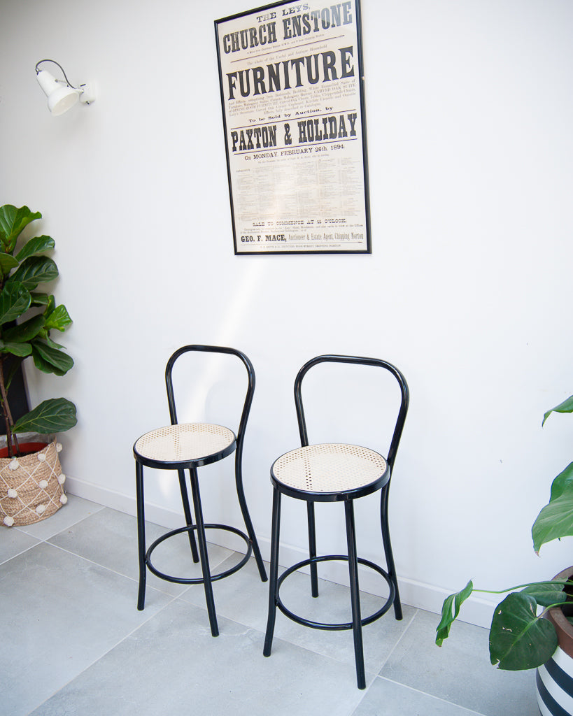 Retro Thonet Style Cafe Bar Stools (Pair)