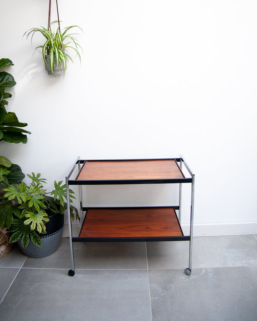 Howard Miller Teak & Chrome Cocktail Trolley / Bar