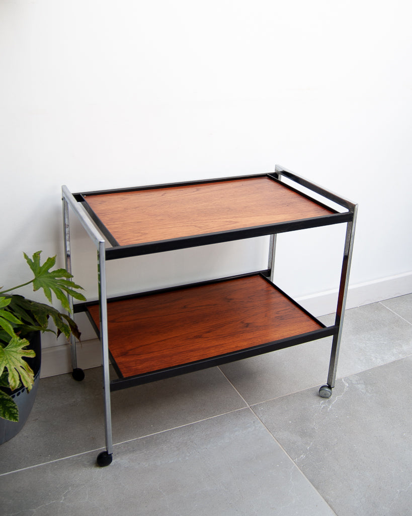 Howard Miller Teak & Chrome Cocktail Trolley / Bar