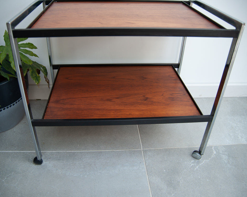 Howard Miller Teak & Chrome Cocktail Trolley / Bar