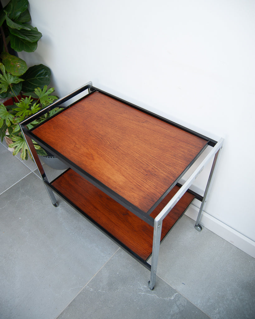 Howard Miller Teak & Chrome Cocktail Trolley / Bar