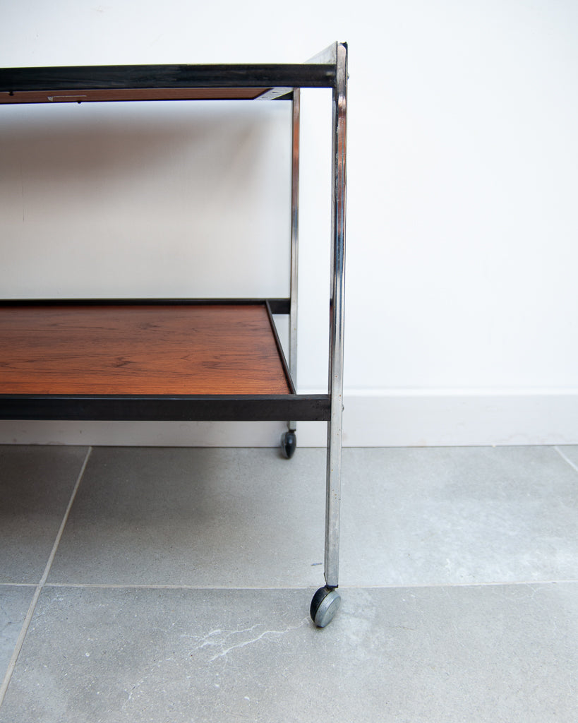 Howard Miller Teak & Chrome Cocktail Trolley / Bar