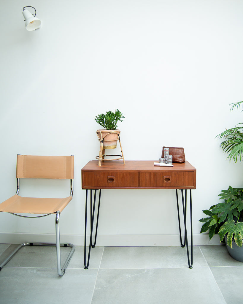 Teak Console Table With Hairpin Legs