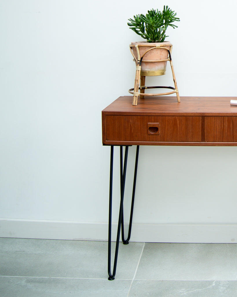 Teak Console Table With Hairpin Legs