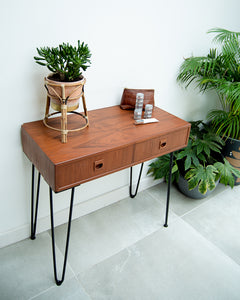 Teak Console Table With Hairpin Legs
