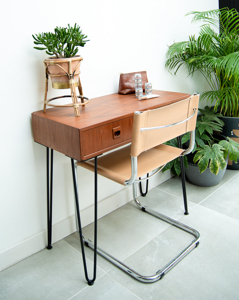 Teak Console Table With Hairpin Legs