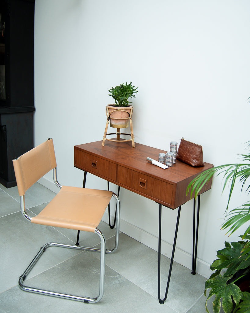 Teak Console Table With Hairpin Legs