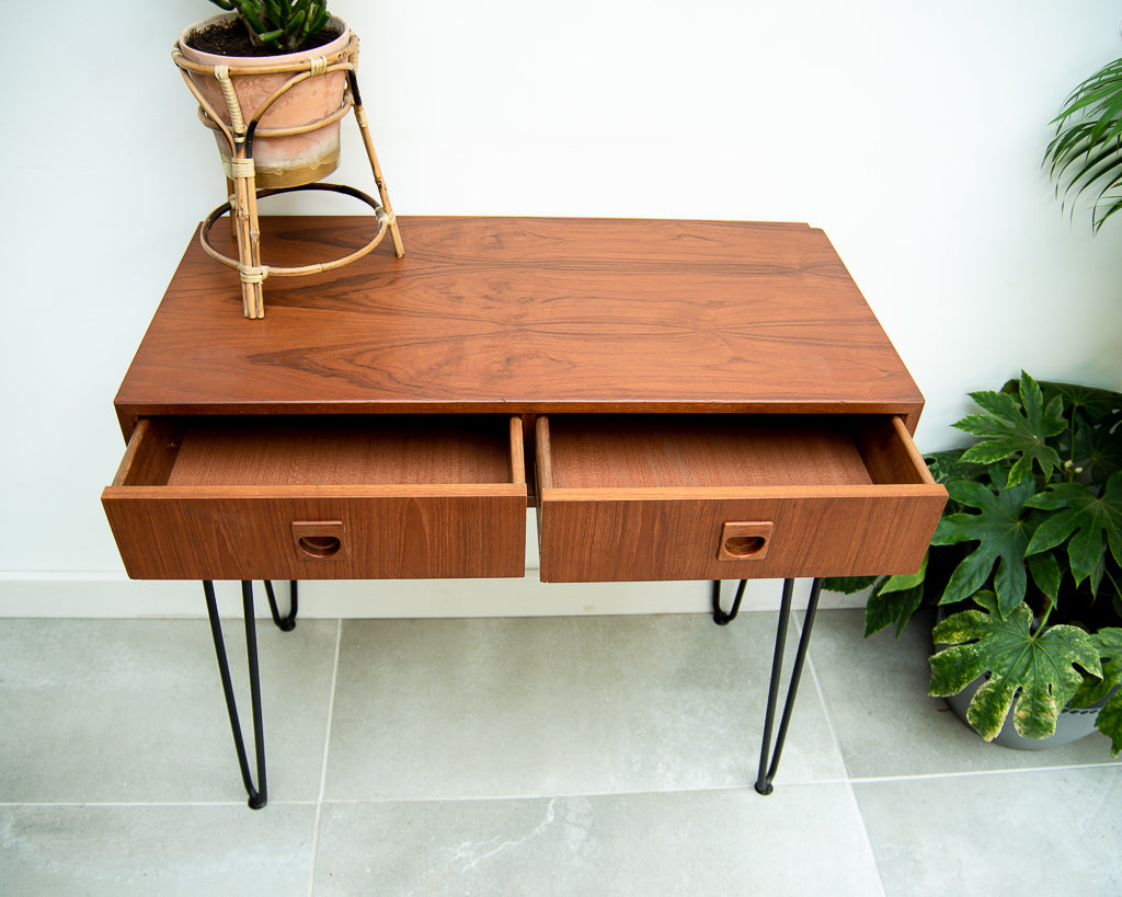 Teak Console Table With Hairpin Legs