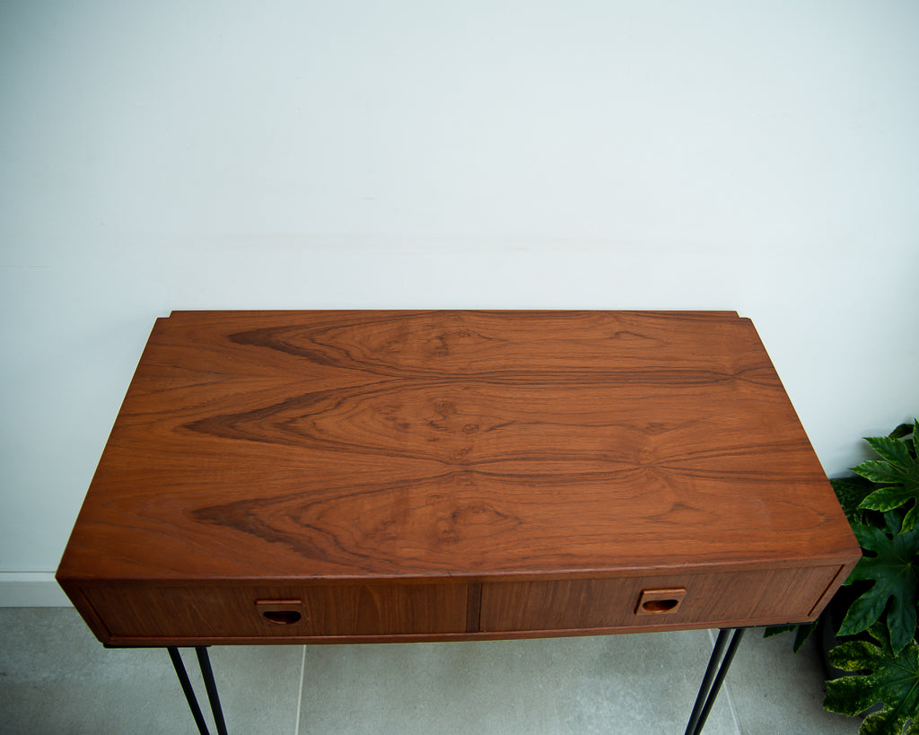 Teak Console Table With Hairpin Legs