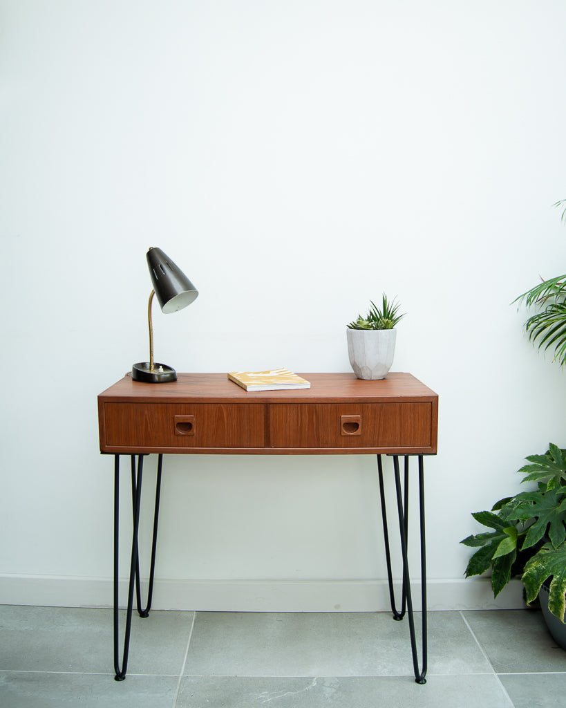 Teak Console Table With Hairpin Legs