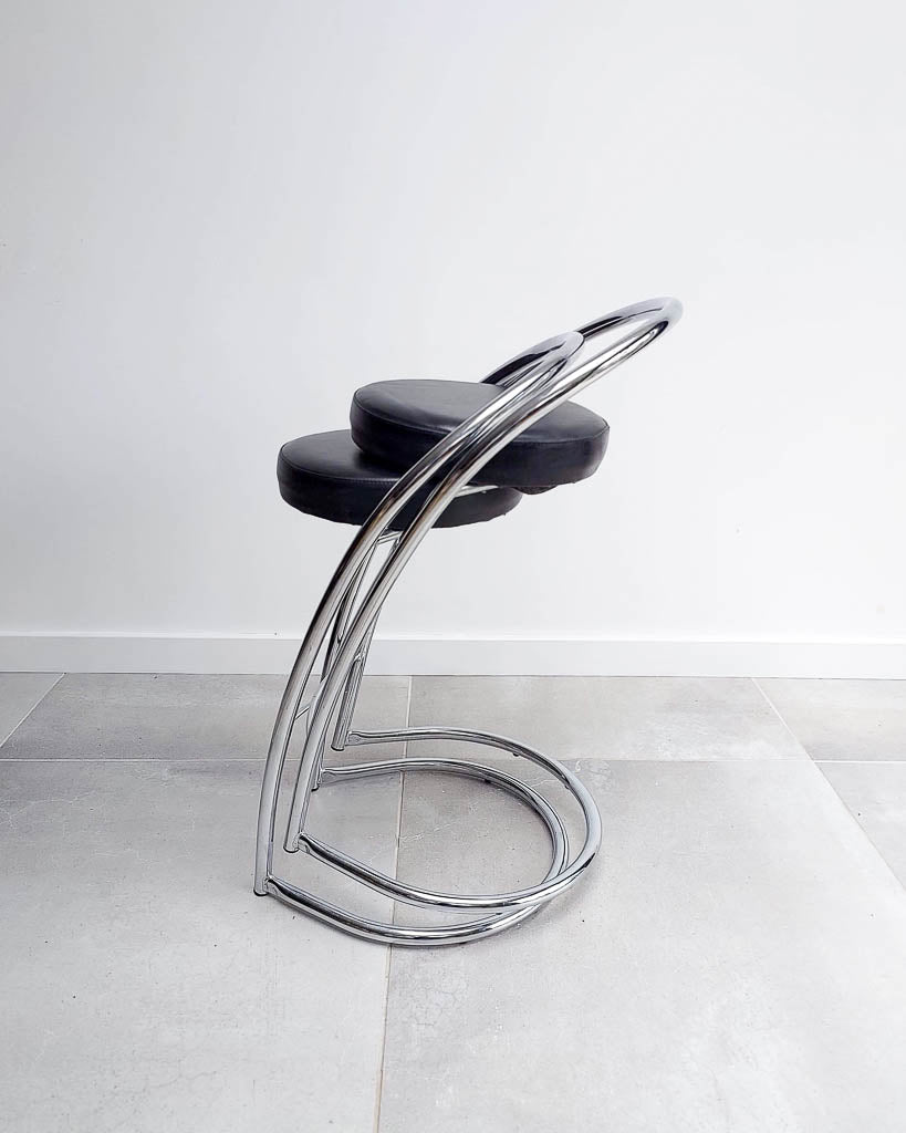 Post Modern Italian Chrome Bar / Kitchen Stools (Pair)