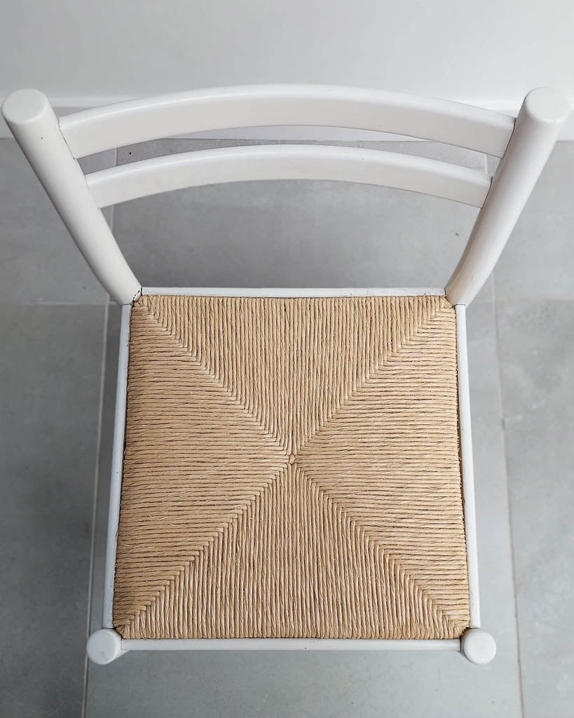 Mid Century White Kitchen / Low Bar Stools (Pair)