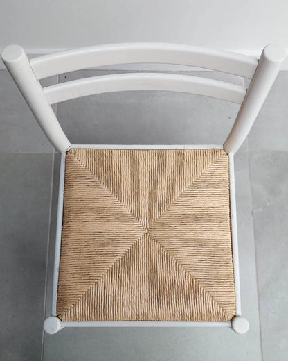 Mid Century White Kitchen / Low Bar Stools (Pair)