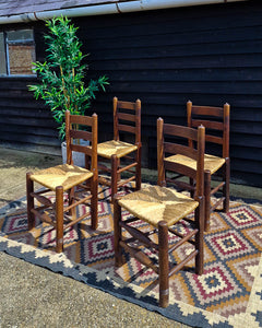 Vintage Country Elm Chairs (Set of Four)