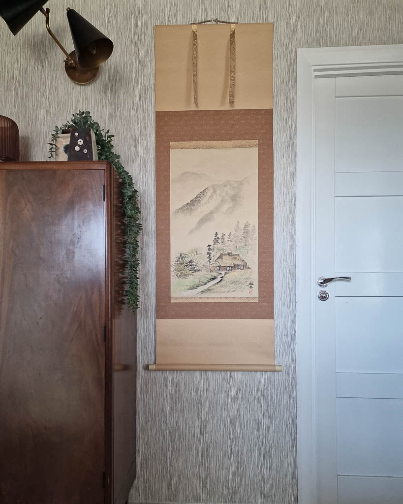 Vintage Japanese Hanging Scroll of House (Boxed)