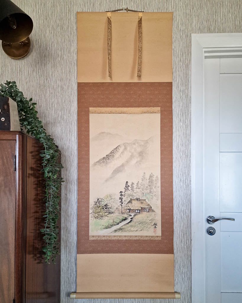 Vintage Japanese Hanging Scroll of House (Boxed)