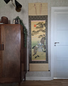 Vintage Japanese Hanging Scroll of Warriors (Boxed)