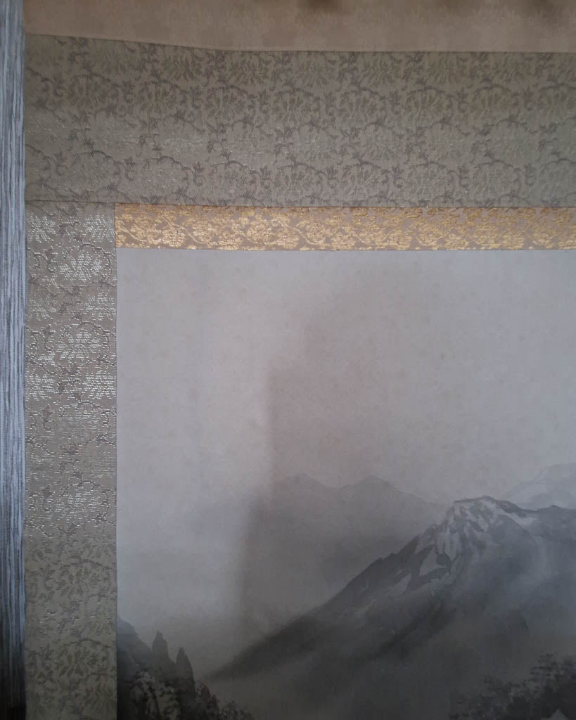 Vintage Japanese Hanging Scroll of Mountain Landscape (Grey)